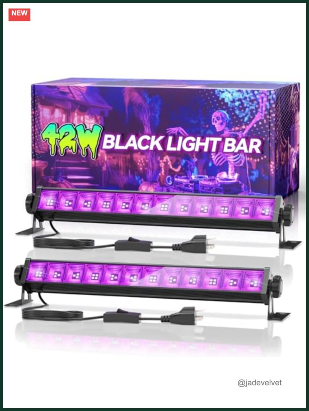 2 Pack 42W LED Black Light Bar, Glow Party Supplies, Halloween Blacklight
